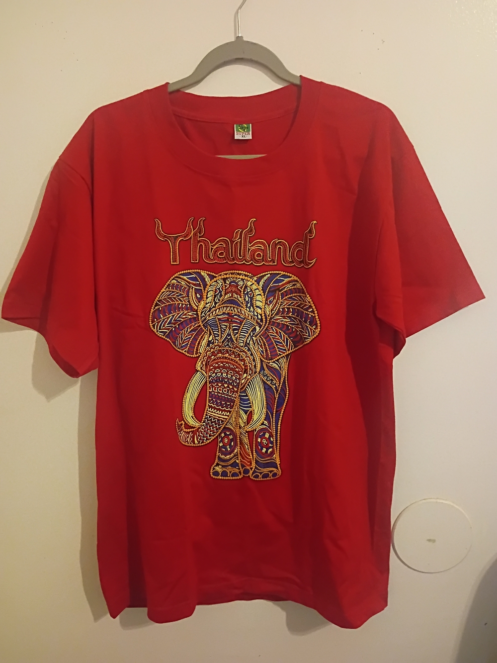 Source Unknown Men's Red Thailand Elephant Graphic Tee Sz XL